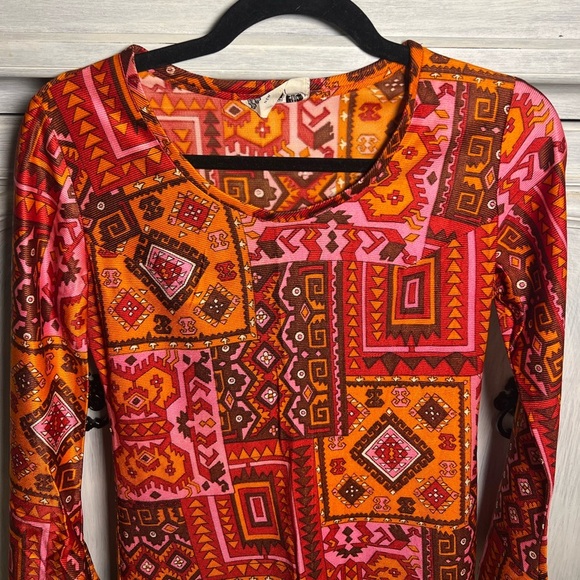 Vintage 60’s/70’s Abstract Mod Psychedelic Patchwork Mini Dress ACT I New York - Picture 3 of 6